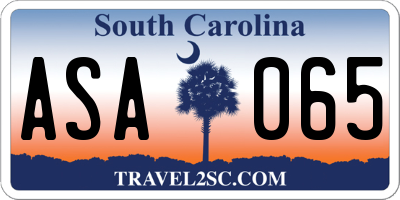 SC license plate ASA065