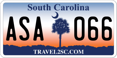 SC license plate ASA066