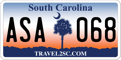 SC license plate ASA068