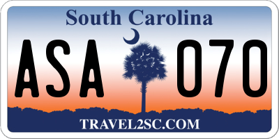 SC license plate ASA070