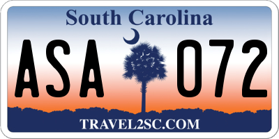 SC license plate ASA072