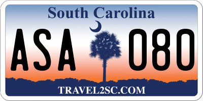 SC license plate ASA080