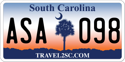 SC license plate ASA098