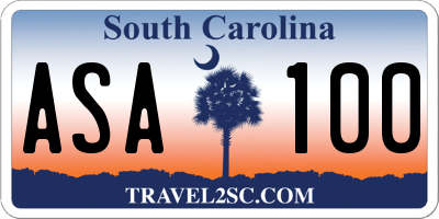 SC license plate ASA100