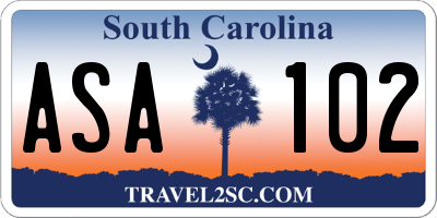 SC license plate ASA102