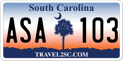 SC license plate ASA103