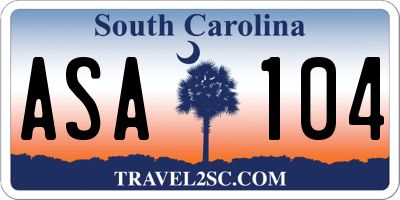 SC license plate ASA104