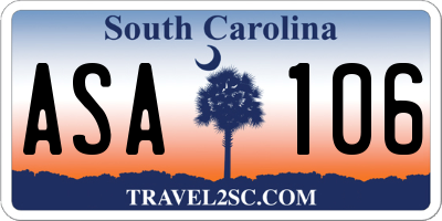 SC license plate ASA106