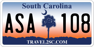 SC license plate ASA108