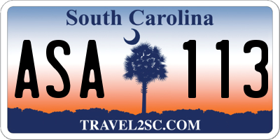 SC license plate ASA113