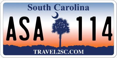 SC license plate ASA114