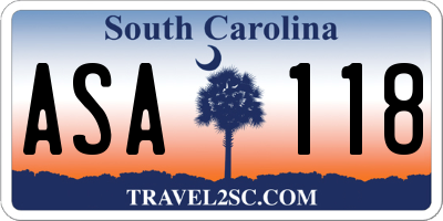 SC license plate ASA118
