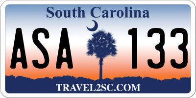 SC license plate ASA133