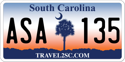 SC license plate ASA135