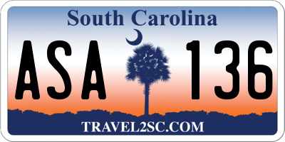 SC license plate ASA136