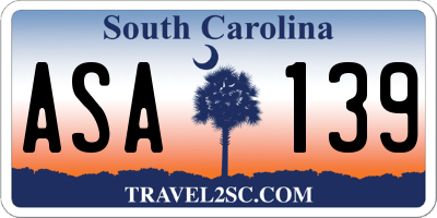 SC license plate ASA139