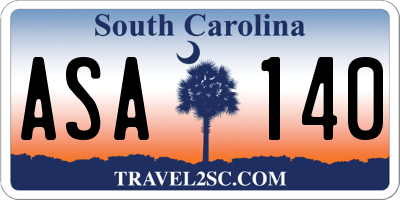 SC license plate ASA140