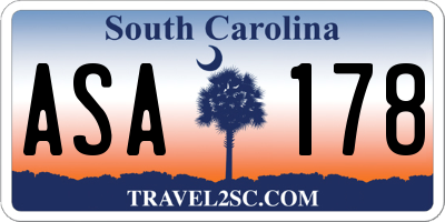 SC license plate ASA178
