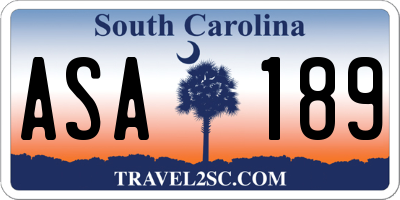 SC license plate ASA189