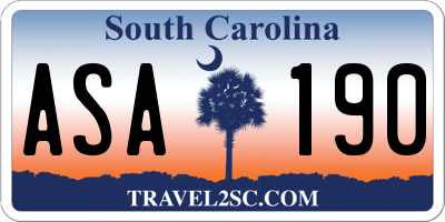 SC license plate ASA190