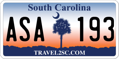SC license plate ASA193