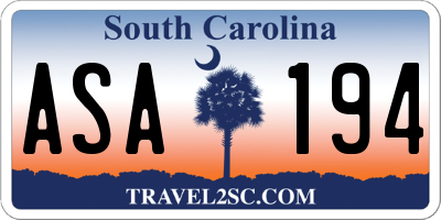 SC license plate ASA194