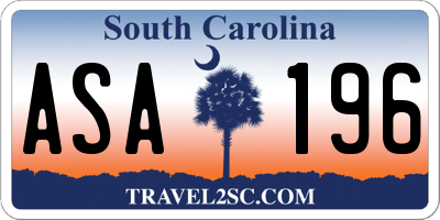 SC license plate ASA196