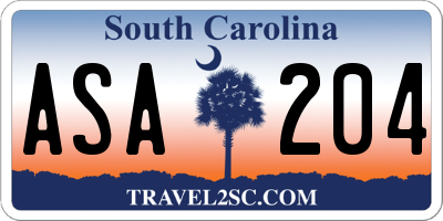 SC license plate ASA204