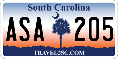 SC license plate ASA205