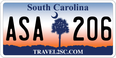 SC license plate ASA206