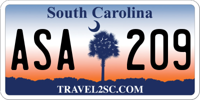 SC license plate ASA209