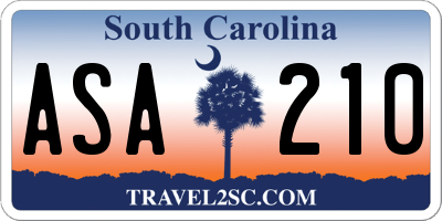 SC license plate ASA210