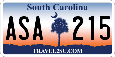 SC license plate ASA215