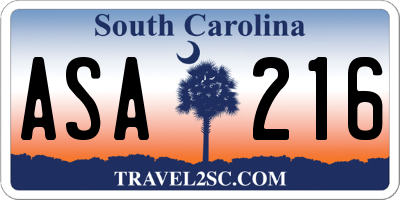 SC license plate ASA216