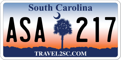 SC license plate ASA217