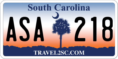 SC license plate ASA218