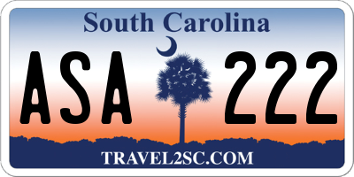 SC license plate ASA222