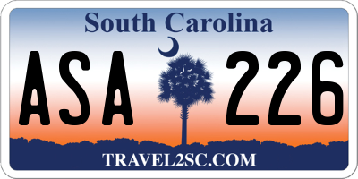 SC license plate ASA226