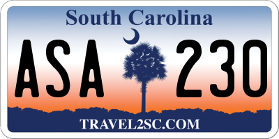 SC license plate ASA230