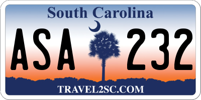 SC license plate ASA232