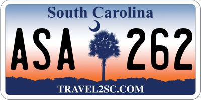 SC license plate ASA262