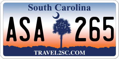 SC license plate ASA265