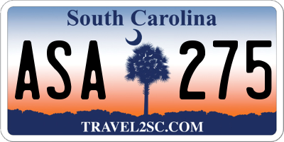 SC license plate ASA275