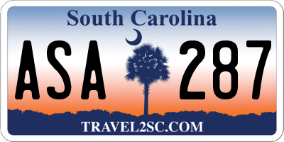 SC license plate ASA287