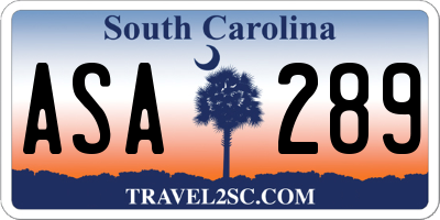 SC license plate ASA289