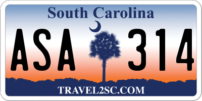 SC license plate ASA314