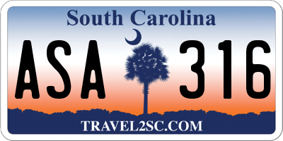 SC license plate ASA316