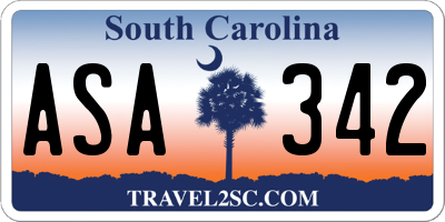 SC license plate ASA342