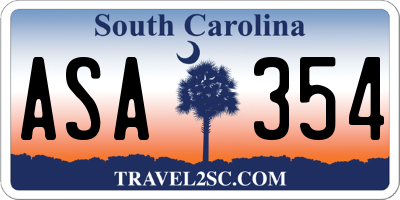 SC license plate ASA354