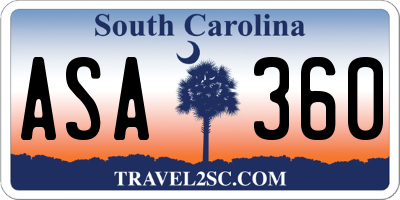 SC license plate ASA360